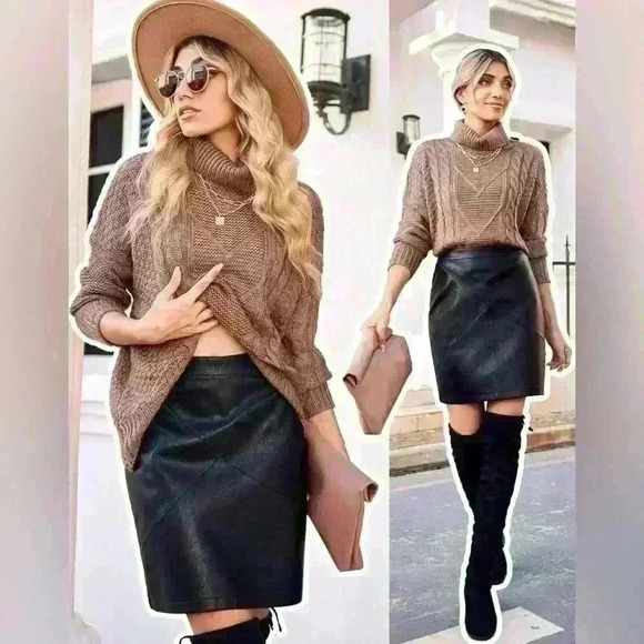 NWT Faux Leather High Waisted Bodycon Slim Mini Skirt Sz XL Item# 5C - Picture 2 of 11